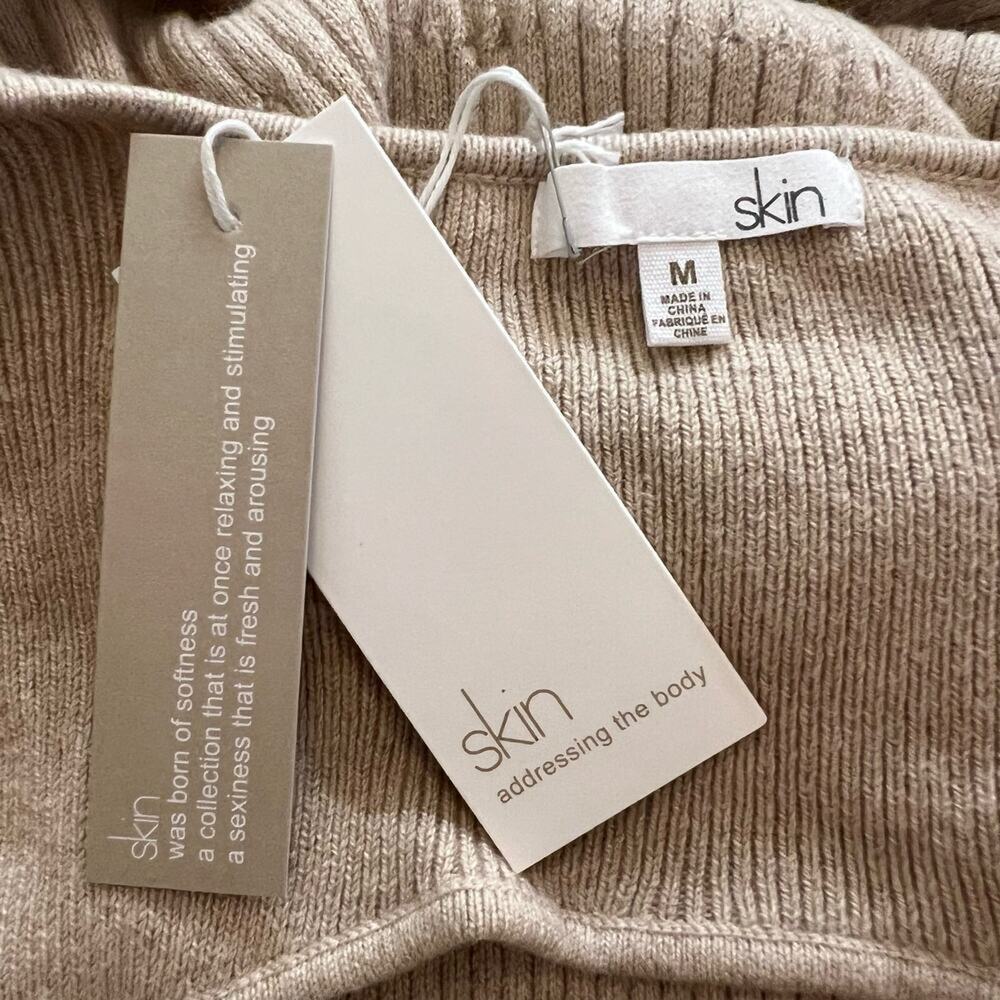 SKIN WORLDWIDE Mariana Dress Sable Ribbed Knit Long Sleeve Stretch Medium NEW - Picture 4 of 9
